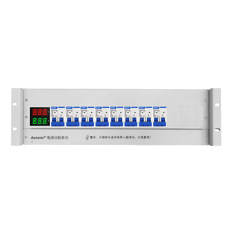 奧盛 機(jī)柜配電單元PDU 3U配電箱正泰交流2P空開顯示電流電壓表 單路