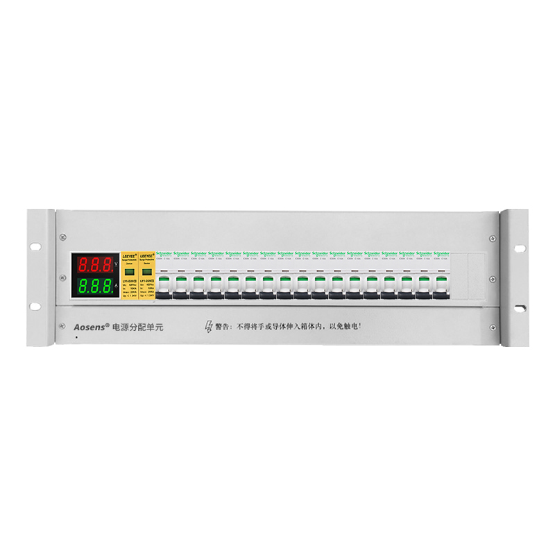 奧盛 機(jī)柜配電單元PDU 3U配電箱施耐德交流1P空開電流電壓表  防雷 單路